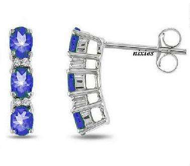 LOVELY  WHITE GOLD CR TANZANITE SEMI-HUGGIES