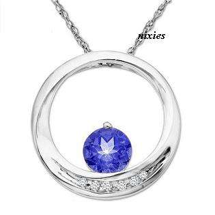 LOVELY  WHITE GOLD CR TANZANITE & DIAMOND NECKLACE