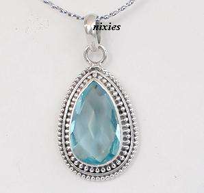 REMARKABLE NATURAL AQUAMARINE 925 STERLING SILVER PENDANT