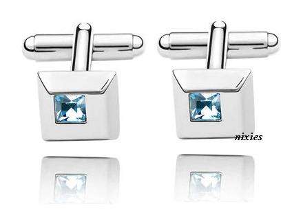 ELEGANT CUFF LINKS WITH BLUE TOPAZ SWAROVSKI'S