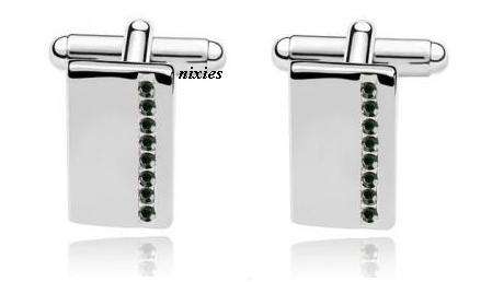 ELEGANT CUFF LINKS WITH BLACK SWAROVSKI DIAMOND CRYSTALS
