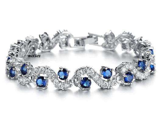 DRAMATIC SAPPHIRE & DIAMOND  SWAROVSKI TENNIS BRACELET
