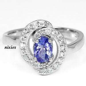 1.15 CARAT REAL TANZANITE 925 STERLING SILVER RING - SIZE 8.5(R)