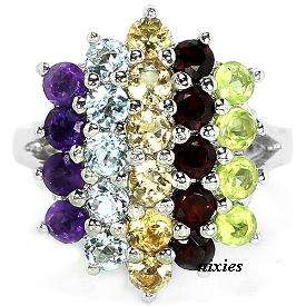 EYE CATCHING REAL GEMSTONE 925 STERLING SILVER RING - SIZE 7(O)