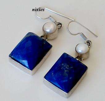 CHUNKY LAPIS LAZULI 925 STERLING SILVER EARRINGS