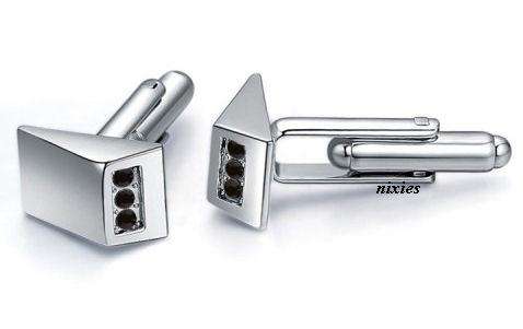 ATTRACTIVE BLACK SWAROVSKI CRYSTAL CUFF LINKS