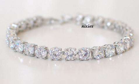 AMAZING  18K GOLD VERMEIL CR DIAMOND TENNIS BRACELET