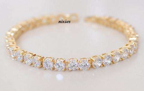 AMAZING  18K GOLD VERMEIL CR DIAMOND TENNIS BRACELET
