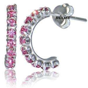 GORGEOUS PINK SAPPHIRE HOOP EARRINGS IN 925 SS