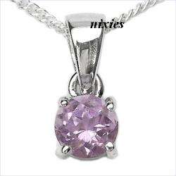 GENUINE 0.50CTW AMETHYST SOLITAIRE PENDANT ON CHAIN