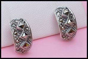 ELEGANT MARCASITE EARRINGS IN 925 STERLING SILVER