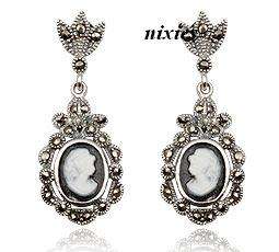 STRIKING VINTAGE STYLE CAMEO EARRINGS