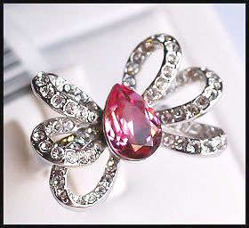 STYLISH PINK & WHITE SAPPHIRE RING - SIZE 8