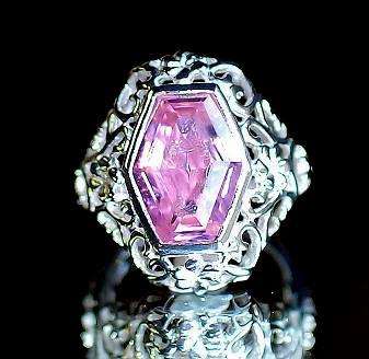 CHUNKY PINK SAPPHIRE SILVER RING - SIZE 8(Q)