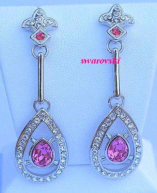 BEAUTIFUL PINK & WHITE TOPAZ  SWAROVSKI EARRINGS