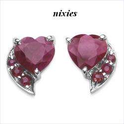 BEAUTIFUL REAL RUBY EARRINGS IN SOLID SILVER