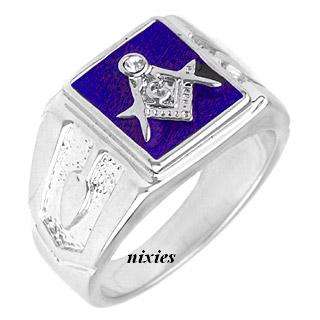 MENS BLUE MASONIC RING - SIZE 12(Y)
