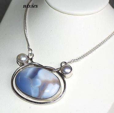 RARE BOTSWANA AGATE NECKLACE IN STERLING SILVER