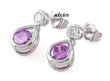 FEMININE DEEP AMETHYST CRYSTAL DROP EARRINGS