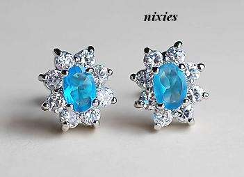 AWESOME AQUAMARINE & WHITE SAPPHIRE EARRINGS