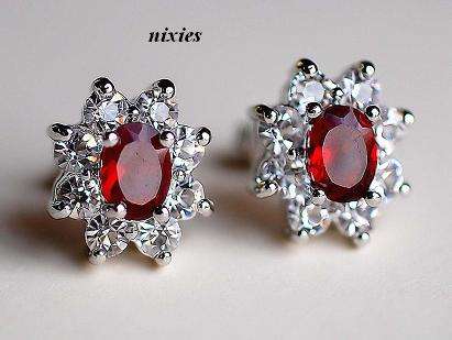AWESOME RUBY & WHITE SAPPHIRE EARRINGS