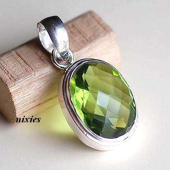 LOVELY GIANT PERIDOT PENDANT IN STERLING SILVER