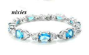 BEAUTIFUL WHITE GOLD AQUAMARINE BRACELET
