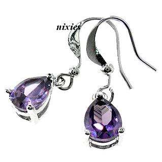 TRENDY WHITE GOLD AMETHYST EARRINGS