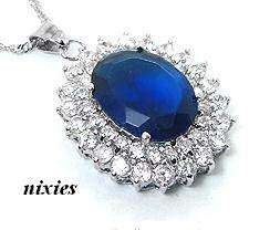 EXOTIC WHITE GOLD BLUE & WHITE SAPPHIRE PENDANT