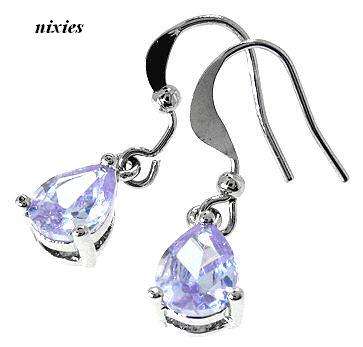 TRENDY WHITE GOLD TANZANITE EARRINGS