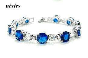 ATTRACTIVE WHITE GOLD BLUE & WHITE SAPPHIRE BRACELET