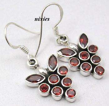 NATURAL GARNET STERLING SILVER EARRINGS
