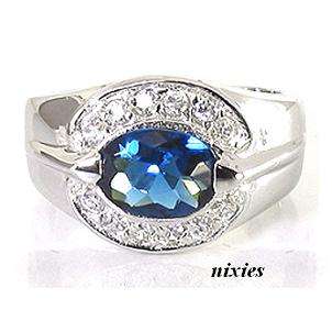 LOVELY BLUE & WHITE SAPPHIRE RING - SIZE 6(M)