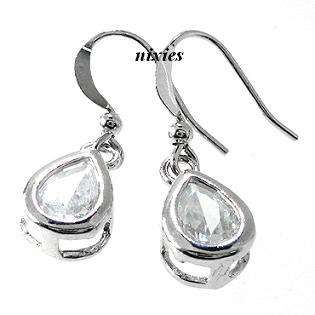 CUTE WHITE GOLD CLEAR HEART EARRINGS