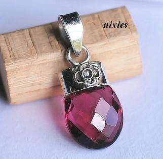 SOLID SILVER NATURAL GARNET PENDANT