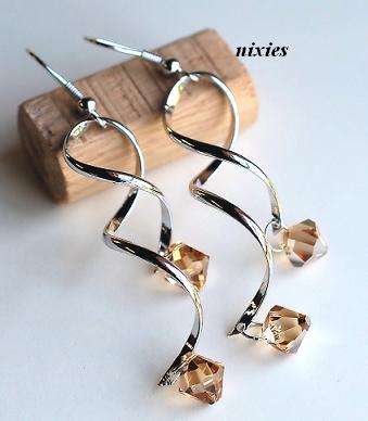 DAZZLING LONG CHAMPAGNE CRYSTAL EARRINGS
