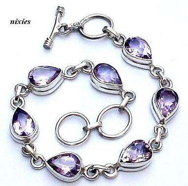 100% NATURAL AMETHYST STERLING SILVER BRACELET