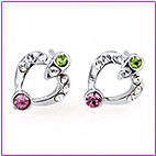 DAINTY WHITE GOLD MULTI-COLOR DIAMANTE EARRING STUDS
