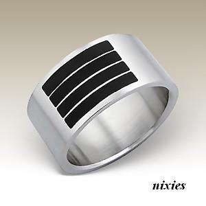 ELEGANT GENTS STAINLESS STEEL RING  - SIZE 9(S)