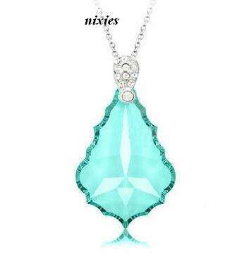 EXQUISITE SWAROVSKI AQUAMARINE PENDANT IN 925 STERLING SILVER