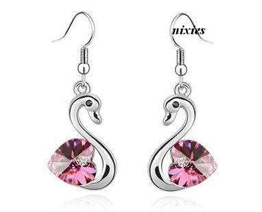 DARLING PINK SWAROVSKI SWAN EARRINGS