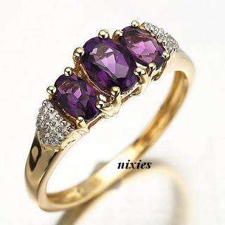 GORGEOUS 10K GOLD AMETHYST RING - SIZE 8(Q)