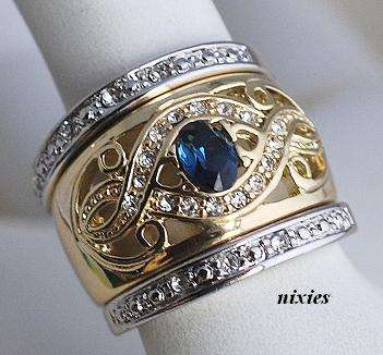 BEAUTIFUL TWO TONE 3 PIECE WEDDING SET - SIZE 7(O)