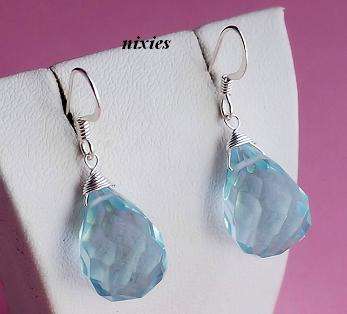 BEAUTIFUL AQUAMARINE BRIOLETTE CRYSTALS IN SOLID SILVER