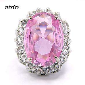 STRIKING WHITE GOLD EP PINK SAPPHIRE RING - SIZE 7(O)