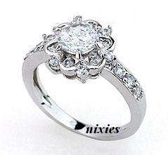 BEAUTIFUL PAVED DIAMOND SIMULANT ENGAGEMENT RING - SIZE 6(M)