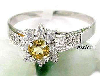 GORGEOUS PURE 925 STERLING SILVER CITRINE RING - SIZE 8(Q)