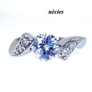 GORGEOUS WHITE GOLD EP TANZANITE ENGAGEMENT RING - SIZE 7(O)