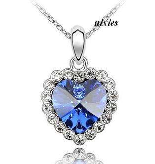 GORGEOUS TANZANITE SWAROVSKI HEART PENDANT on chain
