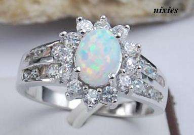 STUNNING FIRE OPAL 925 STERLING SILVER RING - SIZE 8(Q)